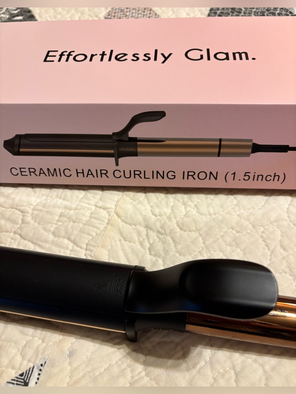 Ella Bella 1.5" Ceramic Curling Wand in Gold and Black - Picture 5 of 7